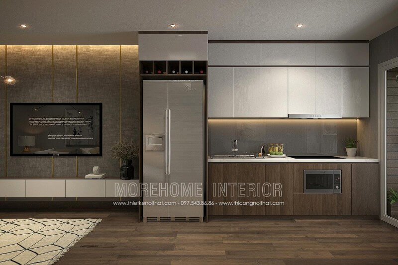 Thiết kế nội thất phòng bếp nhà phố đẹp với tủ bếp sang trọng Thiết kế tủ bếp đẹp