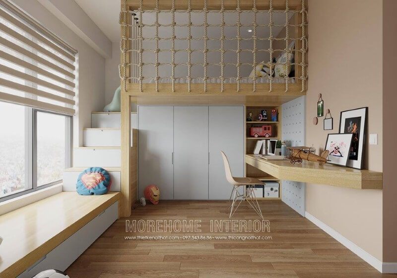 Tạo ra một không gian ngủ thoải mái cho bé trong phòng ngủ chung cư.